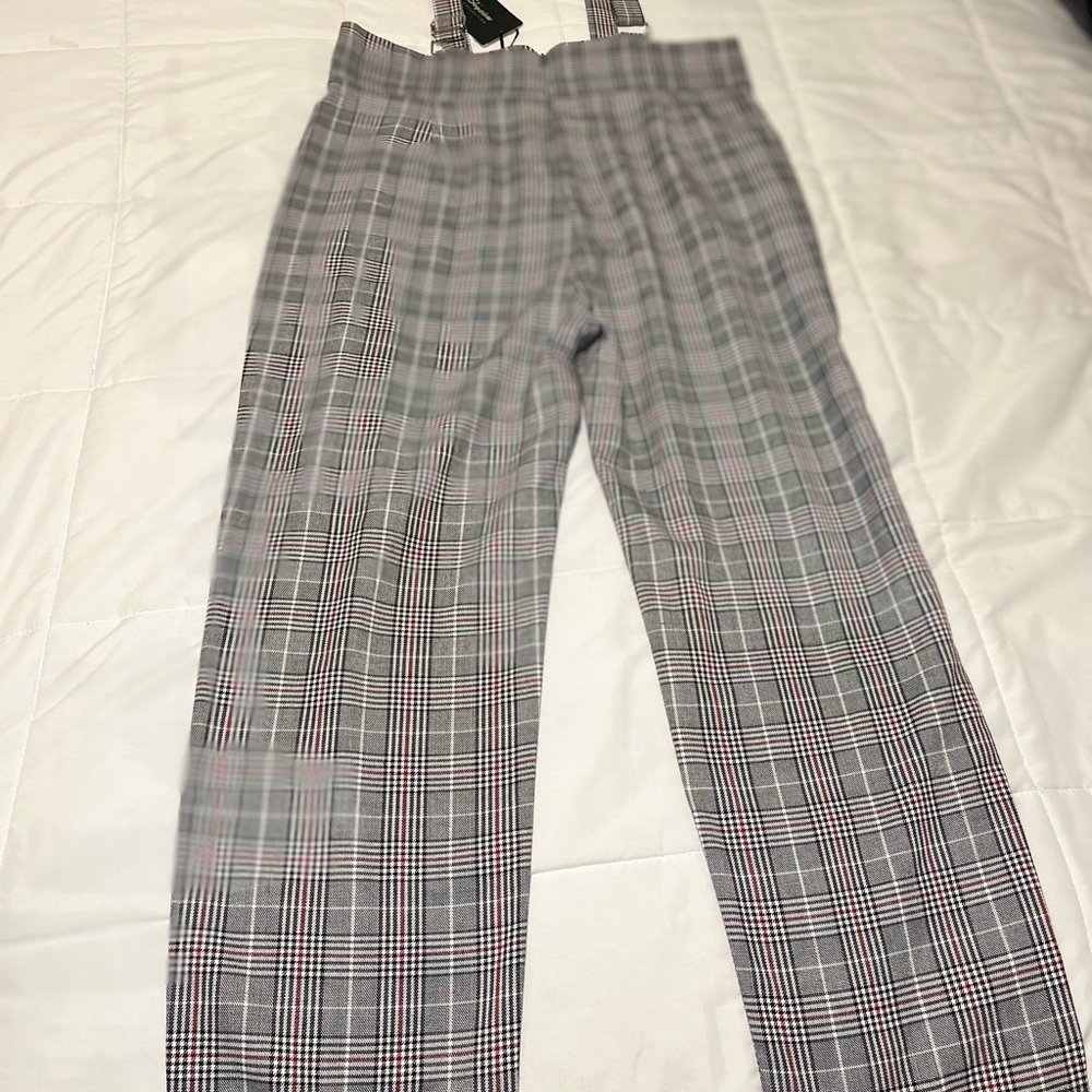 Checkered suspender trousers